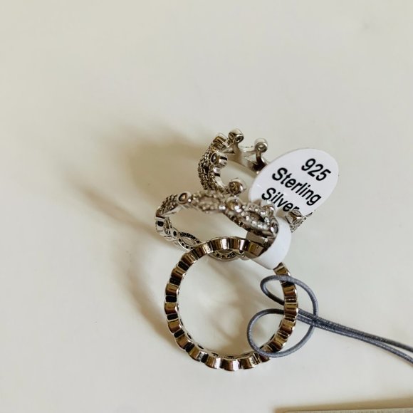 STELLA PICCIOTTO STACKABLE STERLING SILVER SET OF 3 RINGS CROWN WITH STONES - Picture 6 of 9